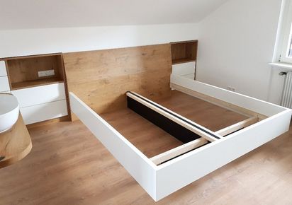 Doppelbettanlage - weiß - Holzdekor 